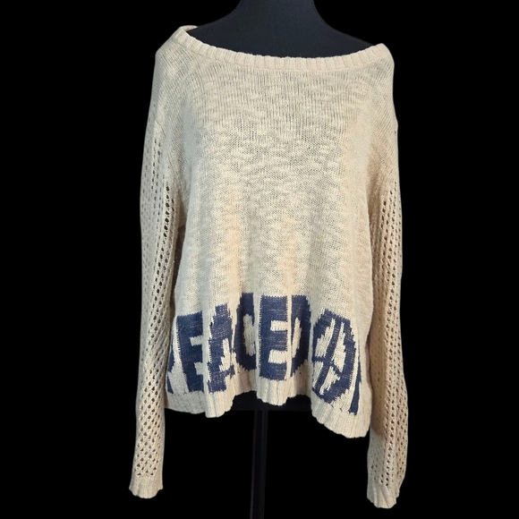 MINKPINK Y2K Cream PEACED OFF Sweater Size L - Picture 1 of 4